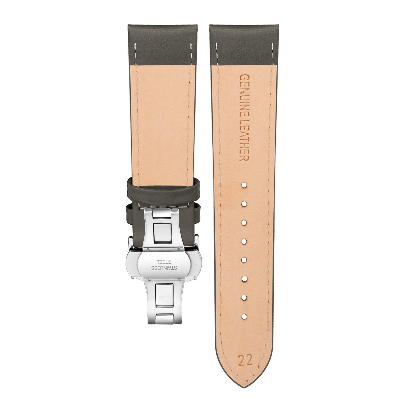 Franklord Genuine Leather Strap - Olive Green with Orange Stitching