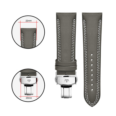 Franklord Genuine Leather Strap - Olive Green with White Stitching