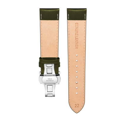 Franklord Genuine Leather Strap - Olive Green with Yellow Stitching