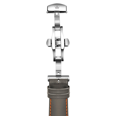 Franklord Genuine Leather Strap - Olive Green with Orange Stitching