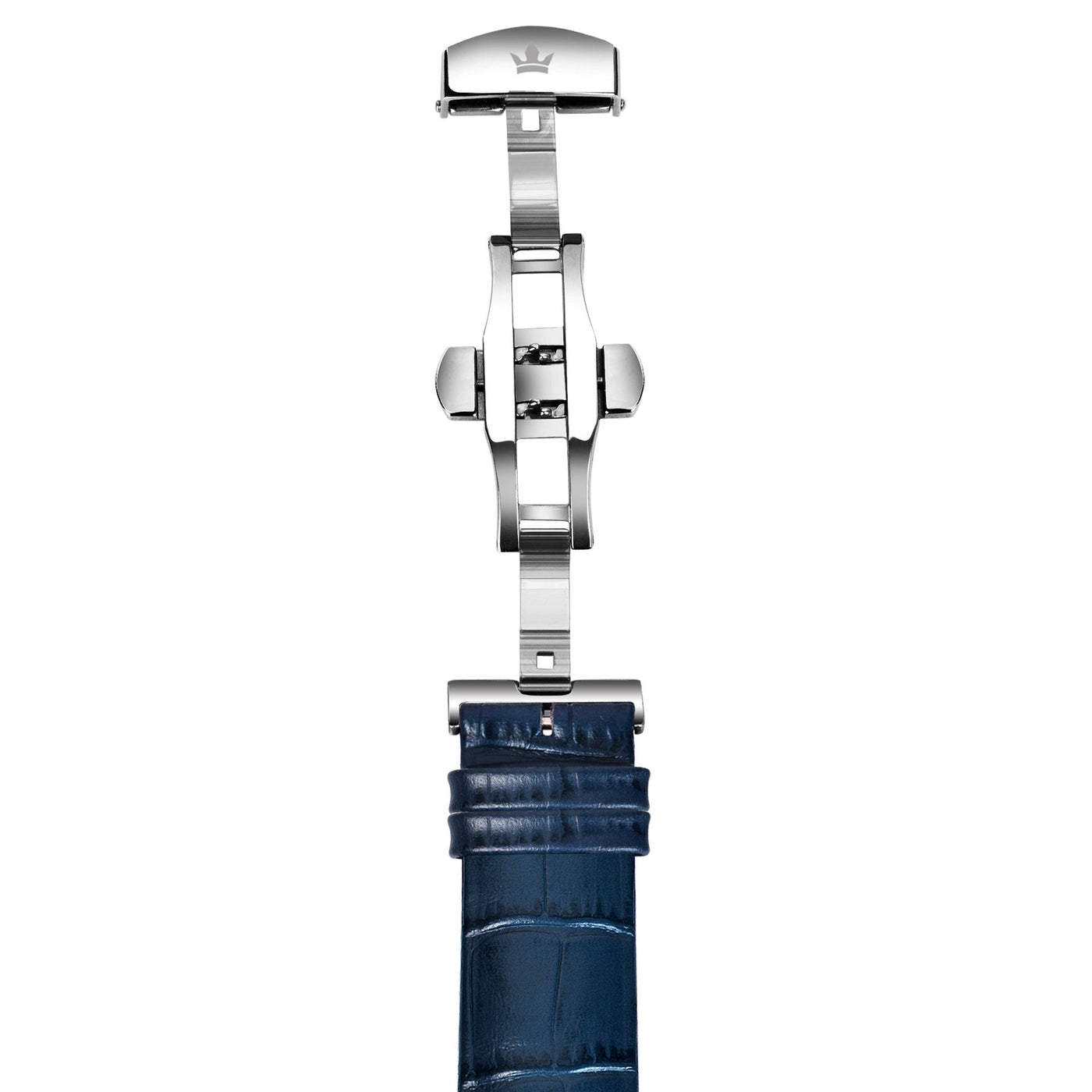 Franklord Genuine Leather Strap - Blue Crocodile Style with Sleek Finish