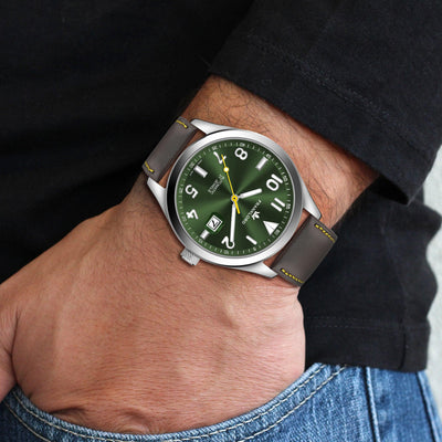 Franklord Regal Sapphire Signature  - Emarald Pulse Leather Luxury Automatic Watch