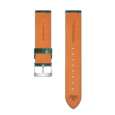 Franklord Dark Green 20mm Genuine Leather Watch Strap – Premium Quick Release Replacement Band