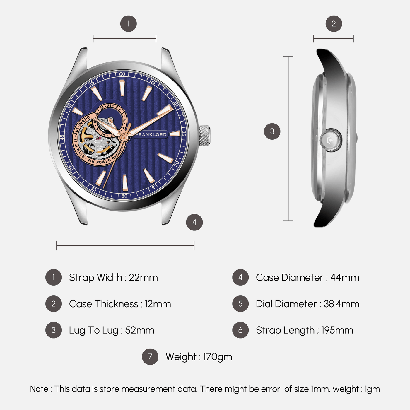 Franklord Regal Sapphire Open Heart - Ocean Steel Luxury Automatic Watch