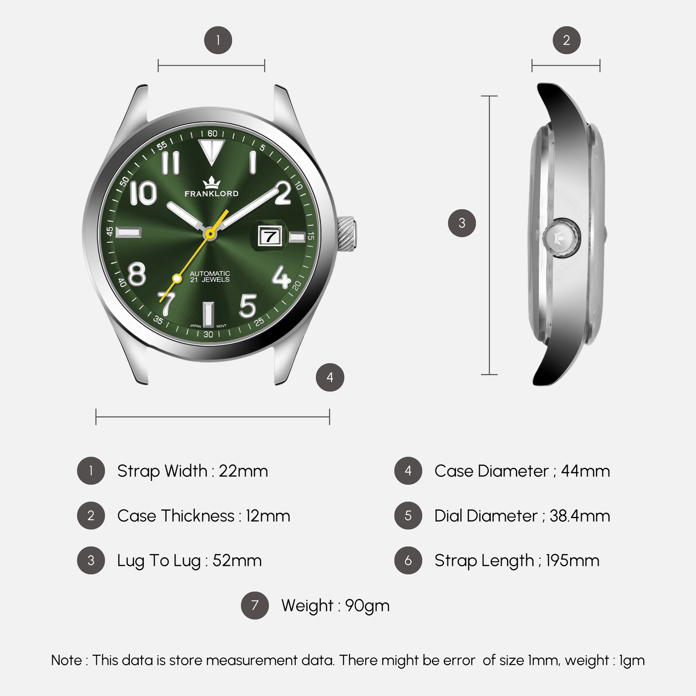 Franklord Regal Sapphire Signature  - Emarald Pulse Leather Luxury Automatic Watch